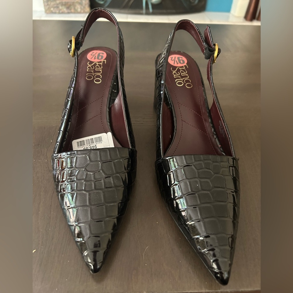 Trista Croc Embossed Slingback Pump   Franco Sarto